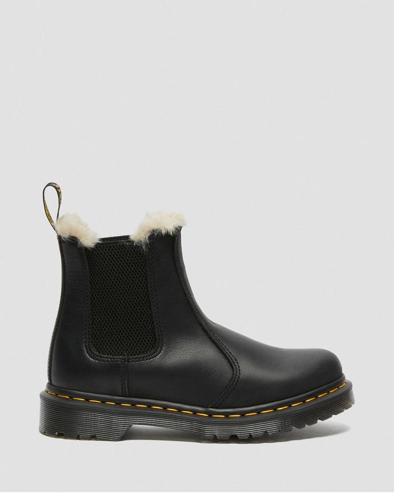 Black Women's Dr Martens 2976 Faux Fur Lined Chelsea Boots | CA 105SGL